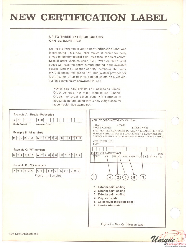 1980 Ford Paint Charts PPG 7